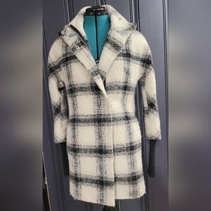 Black and Cream Checkered Coat, Express